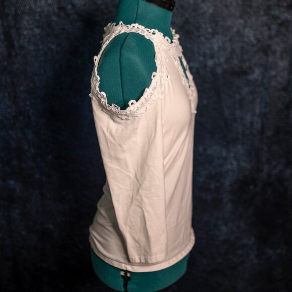 Boston Proper White Cut-Out Lace Top | Size Small - Picture 3 of 8